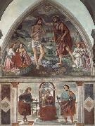Domenicho Ghirlandaio Taufe Christ und Thronende Madonna mit den Heiligen Sebastian und julianus oil on canvas